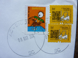 2024   3 Stamps Used On A Letter - Usados