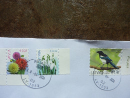 2024   3 Stamps Used On A Letter - Lettonie