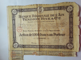 ACTION DE 1000 FRANCS AU PORTEUR OCTOBRE 1920 - Banco & Caja De Ahorros