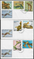 Laos 1986 Y&T 722 à 728. 3 FDC. Serpents - Serpientes