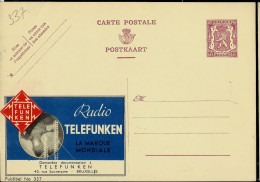 Publibel Neuve N° 337  ( Radio TELEFUNKEN  - La Marque Mondiale - TELEFUNKEN - BRUXELLES) - Werbepostkarten