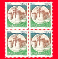 Nuovo - MNH - ITALIA - 1990 - Castelli D'Italia - Quartina - Rocca Di Urbisaglia (MC) - 750 L. - 1981-90: Mint/hinged