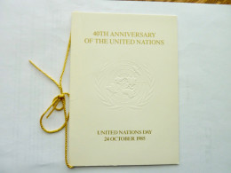 United Nations NY 40 Th Anniversary Document Philatélique - Lettres & Documents