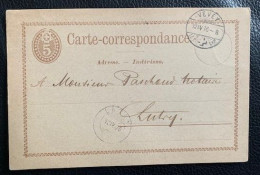20354 - Entier Postal Carte 5c Brun Vevey 12.04.1876 Pour Lutry - Stamped Stationery