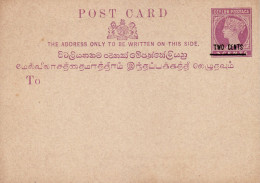 CEYLON 1893 POSTCARD UNUSED - Ceylon (...-1947)