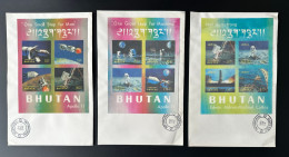 Bhutan 1969 Mi. Bl. 32 - 34 FDC Premier Jour 3D Moon Landing Lune Mondlandung Apollo 11 - Asien