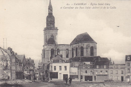 CAMBRAI : T.T.RARE CPA  AVEC CETTE VUE DE L EGLISE ST GERY ET CARREFOUR ST. AUBERT.N. CIRCULEE .T.B.ETAT.PETIT PRIX - Cambrai