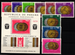 Panama Block 92 + 1077-1085 Postfrisch Olympiade Grenoble 1968 #NB050 - Panamá