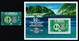 St. Vincent Block 341 + 3119 Postfrisch Rotarier #NB134 - St.-Vincent En De Grenadines