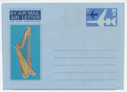 Postal Stationery GB / UK 1974 Harp - Música