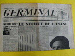 Germinal N° 1 Du 28 Avril 1944 . Collaboration Antisémite. Chaumet Céline Déat Rives Hamp Challaye Braibant - Guerra 1939-45