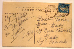 Cachet Perlé BELLEGARDE HTE GARONNE 1926 Semeuse Frappe SUPERBE Cp Ste Marie - Paiement MANGOPAY Uniquement - Manual Postmarks