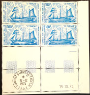 TAAF BLOC DE 4 Coin Daté, Bateau Charcot Le Français, PA N°38, Sans Charnière, Avec TAD Terre Adélie - Unused Stamps