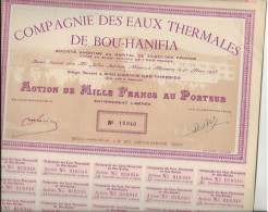 COMPAGNIE DES EAUX THERMALES DE BOU-HANIFIA - LOT DE 10 ACTIONS DE 1000 FRANCS  - ANNEE 1950 - Agua
