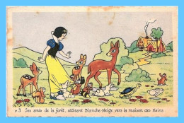 CP Disney - Blanche Neige - No 3 Ses Amis De La Foret Attirent Blanche Neige Vers La Maison Des Nains - Other & Unclassified