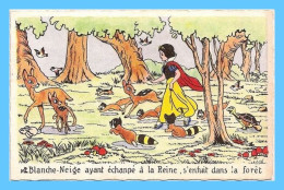 CP Disney - Blanche Neige - No 2 Blanche Neige Ayant échappé A La Reine S'enfuit Dans La Foret - Autres & Non Classés