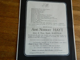 GOTTIGNIES :FAIR PART DE DECE DE  AIME NORBERT  HAYT EPOUX MARTHE MAISTRIAU 1891-1933 - Décès