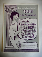 Portugal Loterie Avis Officiel Affiche 1981 Loteria Lottery Official Notice Poster - Billetes De Lotería