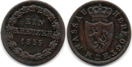 MA 33490 / Nassau 1 Kreuzer 1855 TB+ - Kleine Munten & Andere Onderverdelingen