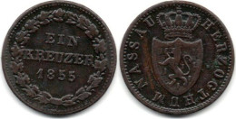 MA 33490 / Nassau 1 Kreuzer 1855 TB+ - Petites Monnaies & Autres Subdivisions