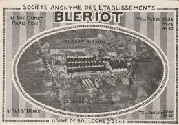 Sté Anonyme Des Etablissements BLERIOT. - Paris - Passy - Usine De Boulogne S/Seine. - Trucks, Vans &  Lorries