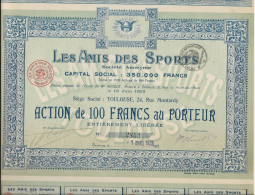 LES AMIS DES SPORTS -LOT DE 2 ACTIONS DE 100 FRANCS  -- ANNEE 1923 - Deportes