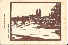 Illustration D.F. - Tours, Vue Sur La Loire - Gravé Sur Bois Par F. Dubreuil - Carte Non Circulée - Sonstige & Ohne Zuordnung