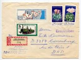 Germany East 1977 Registered Cover; Ilsenburg To Vienenburg; Mix Of Stamps - Cacti, Locomotive & Bobsledding - Cartas & Documentos