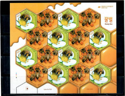 Korea, South  2023 . Honey Bee, Flowers.  M/S Of 16 - Korea, South