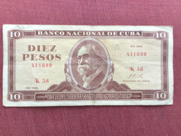 CUBA Billet De 10 Peso 1968 - Kuba