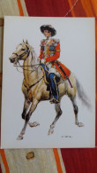 CPM MILITAIRE GRADE A CHEVAL CAVALERIE EPOQUE 1825 OFFICIER EN PARADE GARDE DE DETACHEMENT RUSSE - Regiments