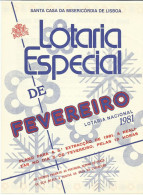 Portugal Loterie Février Hiver Avis Officiel Affiche 1981 Loteria Lottery February Winter Official Notice Poster - Biglietti Della Lotteria