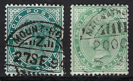 INDE ANGLAISE Ca.1882-88: 2x Le Y/T 33 Obl., 2 Nuances - 1882-1901 Empire