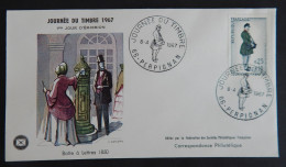 FRANCE FDC YT 1516 "JOURNEE DU TIMBRE" ANNÉE 1967 RABAT COLLE PARTIELLEMENT AU VERSO - 1960-1969