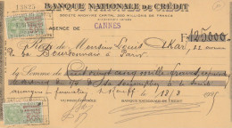 Reçu 1925 De Mr. ROUFF Rue Buttura Cannes - Banque Nationale De Crédit - 1900 – 1949