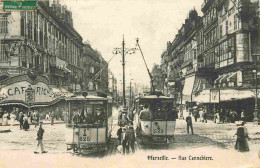 13 - Marseille - La Cannebière - Animée - Tramway - CPA - Oblitération Ronde De 1923 - Etat Pli Visible - Voir Scans Rec - Canebière, Centro