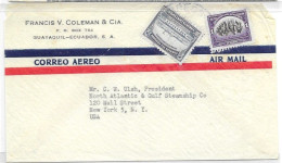 Ecuador Airmail Letter To New York With 1940 And 1944 Stamps - Equateur