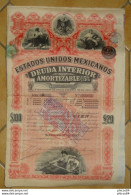 MEXIQUE - MEXICO 1895 - ESTADOS UNIDOS MEXICANOS, DEUDA INTERIOR 5% - BON DE 100 $ ........... PIE-1 - Andere & Zonder Classificatie