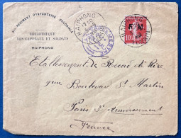 Lettre à Entete FM N°5 10c Rouge Obl Dateur " HAIPHONG TONKIN " Du 11 /6/1914 Pour LIMOGES + Cachet "le Vaguemestre " - Cartas & Documentos