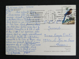 ESPAGNE SPAIN ESPANA AVEC YT 1790 PIE BLEUE OISEAU BIRD VOGEL - PALMADE MALLORCA - SANTA PONSA - Lettres & Documents