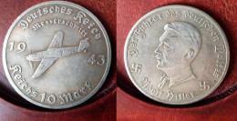 GERMANIA 3° REICH MONETA COMMEMORATIVA DEUTSCHES REICHMESSERSMITT 10 MARK 1943 - ALLEMAGNE - DEUTSCHLAND - COD:AB17 - Autres – Europe