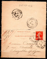 ENT17-01 : CL 10C Rouge Semeuse Daté 211 - Dept 17 (Charente-Maritime) ROCHEFORT 1912 Cachet Type A4 - Cartoline-lettere