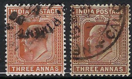 INDE ANGLAISE Ca.1902-09: 2x Le Y&T 62, 2 Nuances - 1902-11 King Edward VII