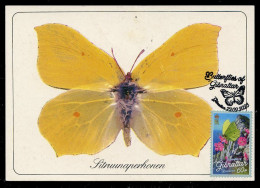 GIBRALTAR (2023) Carte Maximum Card - Butterflies, Papillon, Brimstone, Gonepteryx Rhamni, Citron, Zitronenfalter - Gibilterra