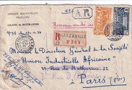 Congo Brazzaville 1934 Lettre Recommandée AR Du Secrétaire De L'administrateur En Chef Pour Paris - Briefe U. Dokumente