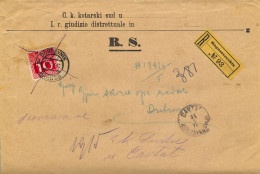 1910 CROACIA , CAVTAT / RAGUSAVECCHIA - DUBROVNIK ,  CERTIFICADO , SELLO DE TASA  AUSTRIACO YV. 38 - Croatia