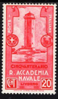 Italy - 1931 - 50th Anniversary Of The Royal Naval Academy Of Livorno - Marzocco Tower - Mint Stamp - Nuovi