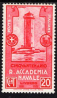 Italy - 1931 - 50th Anniversary Of The Royal Naval Academy Of Livorno - Marzocco Tower - Mint Stamp - Mint/hinged