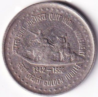 INDIA COIN LOT 22, 1 RUPEE 1992, QUIT INDIA MOVEMENT, HYDERABAD MINT, XF, SCARE - Inde