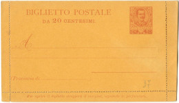 REGNO D'ITALIA B7 - 1903 BIGLIETTO POSTALE TIPO 'FLOREALE' DA C. 20 CARTONCINO GIALLO - NUOVO FILAGRANO B7 - Stamped Stationery